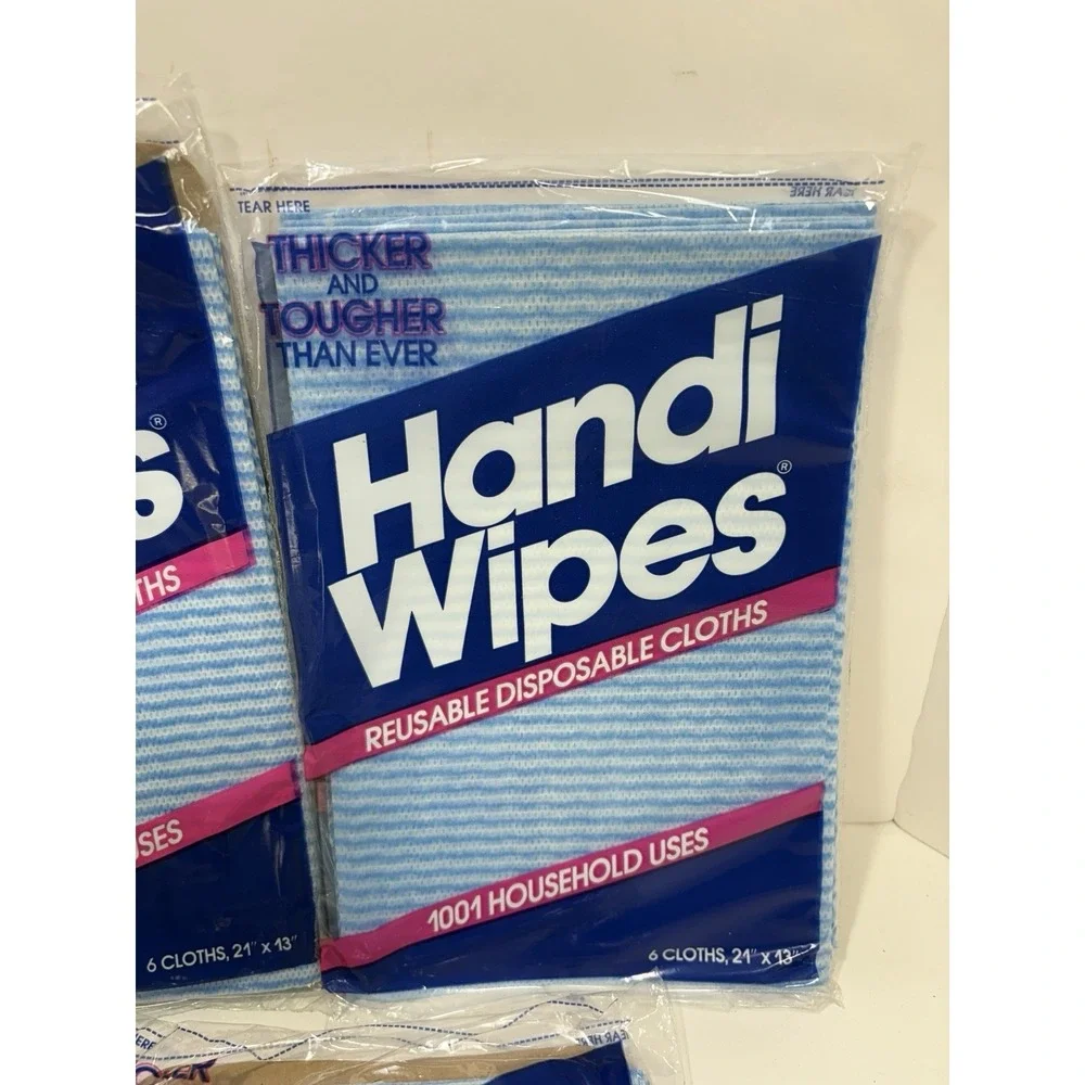 VINTAGE‎ Handi Wipes Reusable Lot of 6 Multi-purpose Cloths Blue 6 Pk Tougher